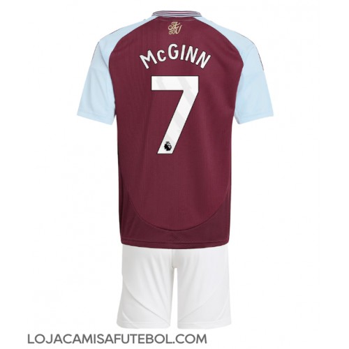 Camisa de Futebol Aston Villa John McGinn #7 Equipamento Principal Infantil 2024-25 Manga Curta (+ Calças curtas)
